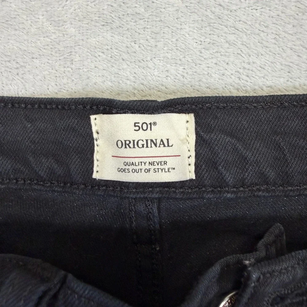 Levis 501 Original Fit Black Denim Button Fly Straight Leg Jeans W29 L30